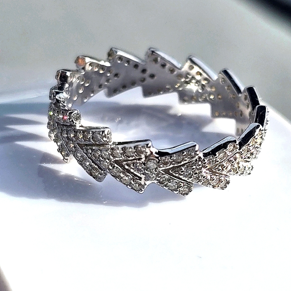 925 Sterling Silver Eternity Ring with D Color Moissanite Gemstones